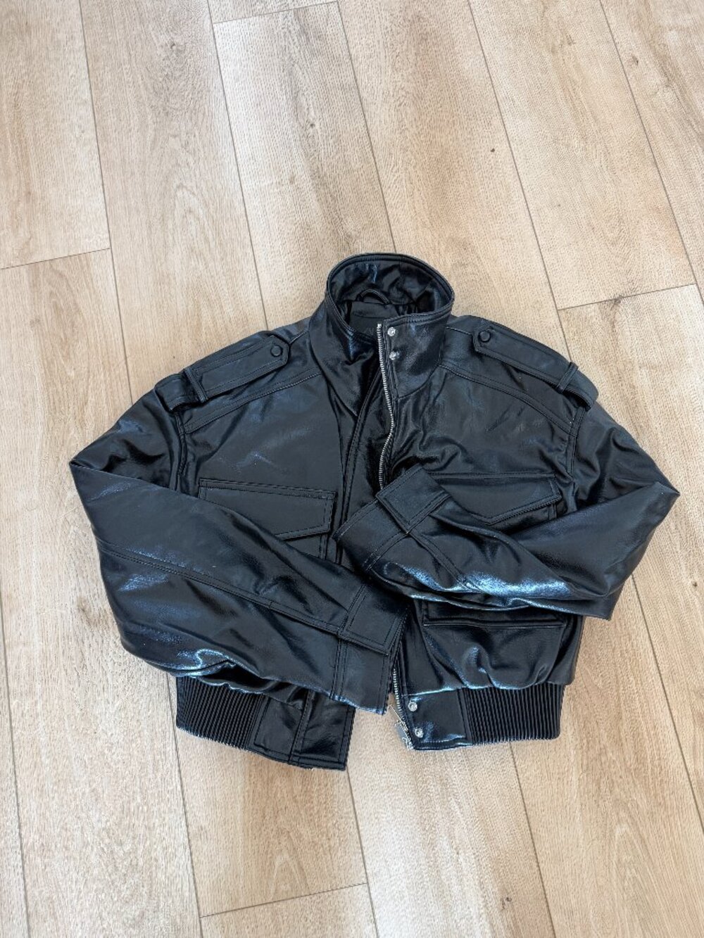 Zara Faux Leather Jacket w/ Epaulettes - Size S - Worn Once